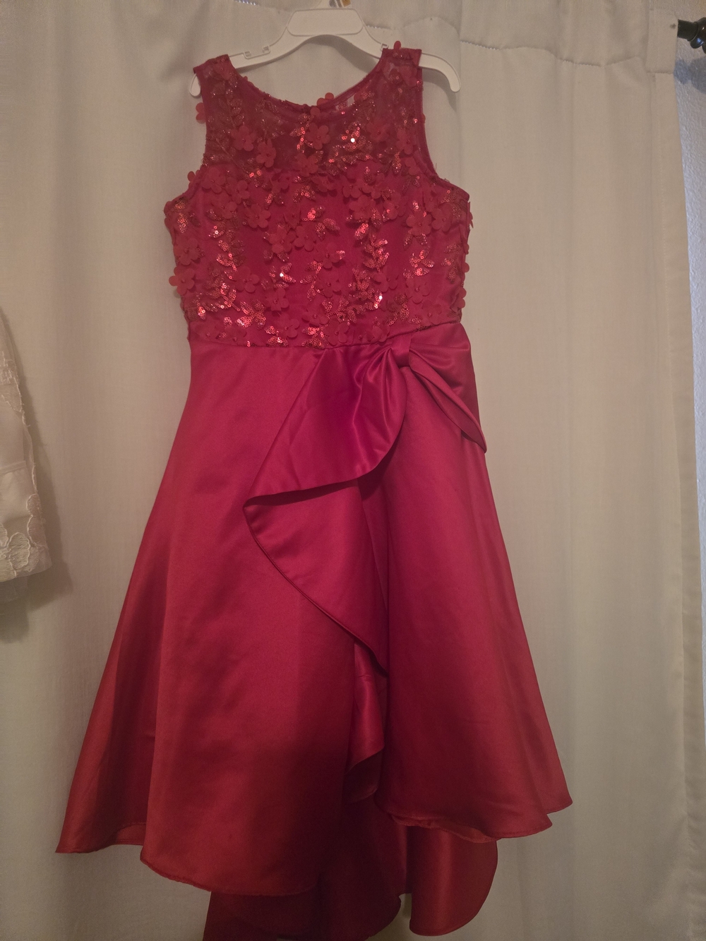 Rare Editions Red Sequin Floral A-Line Party Dress